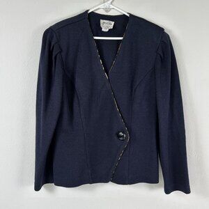Jeffrey & Dara Vintage Jacket Size 14 Black Knit Career Office Blazer